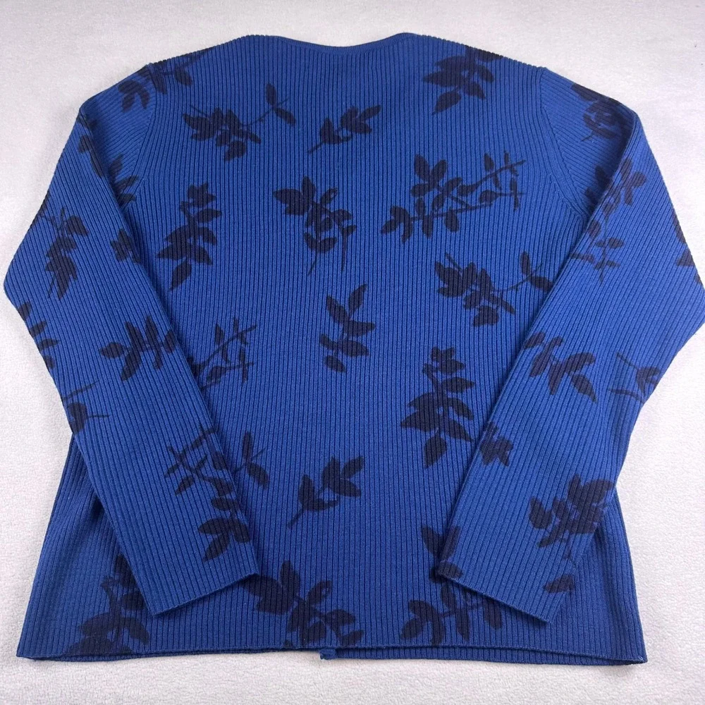 2 Pc Merino Wool Ribbed Botanical Cardigan Sweater Set Sz‎ S Office Work Preppy